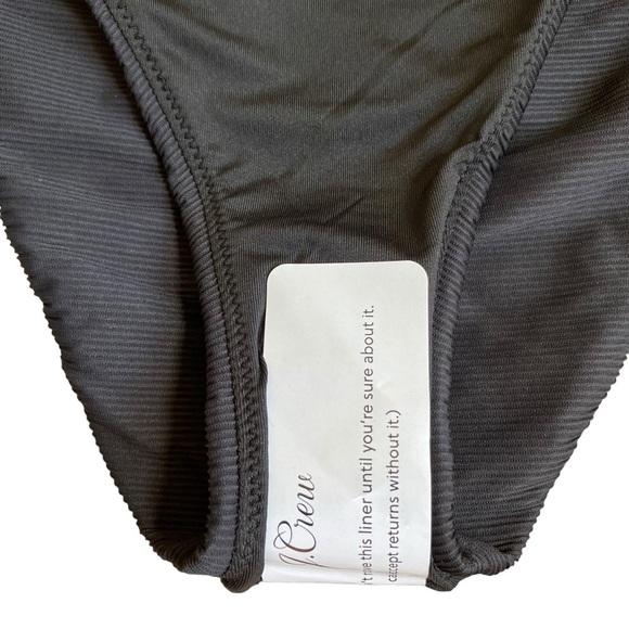 NWT J. Crew Ribbed High Rise Cheeky Bikini Bottom Black Retro 80s Style Sz S - Picture 11 of 14
